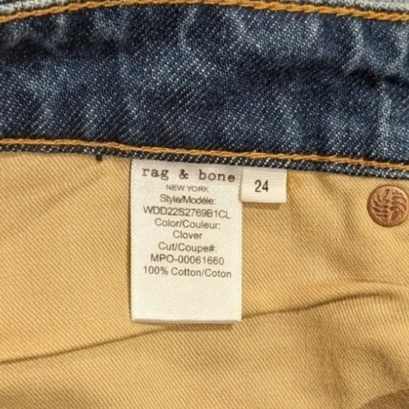 Rag & Bone Rosa Mid Rise Boyfriend Rigid Women's Jeans in Clover (24) - Picture 7 of 8
